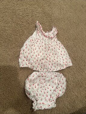 Janie and Jack White Strawberry Print Tank Top with Matching Bloomers